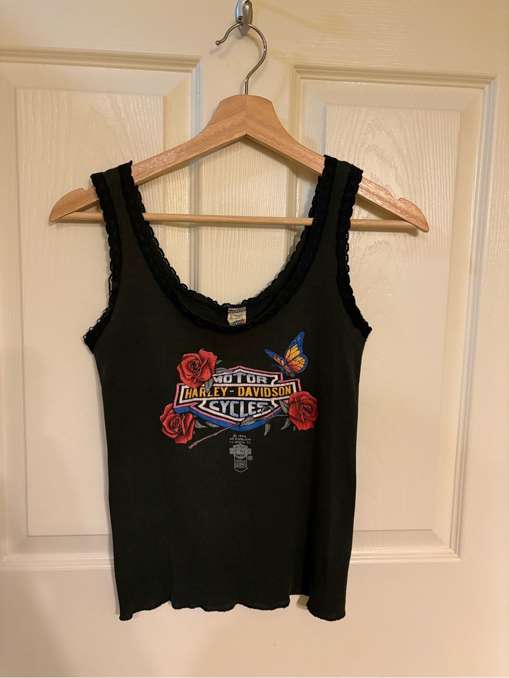 Vintage 1988 Harley Davidson Black Hills Sturgis Rally lace trim tank top